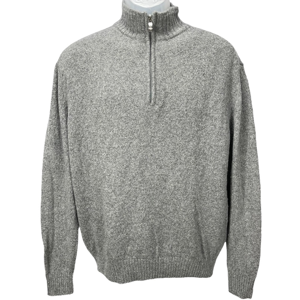 Enzo Mantovani 100% Wool 1/4 Zip Pullover Light Gray Sweater Men’s Size Medium